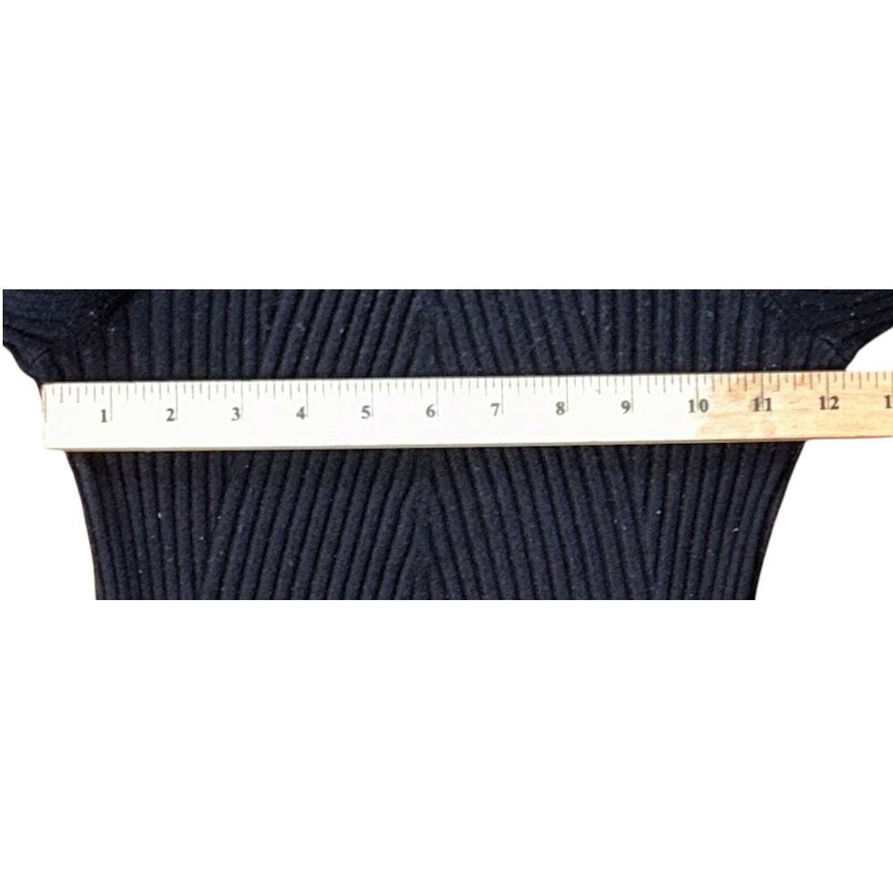 INC International Concepts Ribbed Scoop Neck Long-Sleeve Black Top Medium - Picture 3 of 5